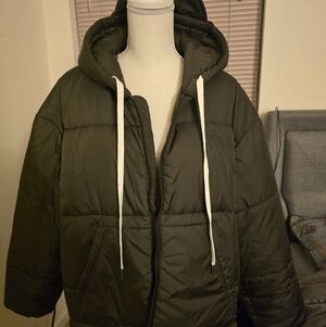 N21 Oversize Dark Green Puffer Jacket